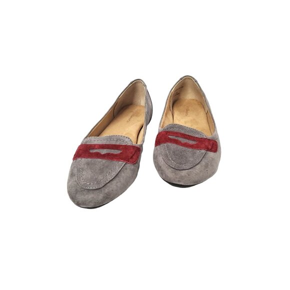 g.h.bass & co womens "nina" suede red and gray flats size 9m. - Picture 3 of 6